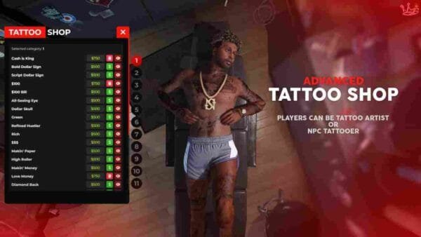 [ESX/QB] ADVANCED TATTOO SHOPS